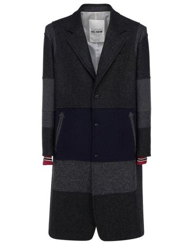 Valentino Patchwork Single-breasted Coat - Blue