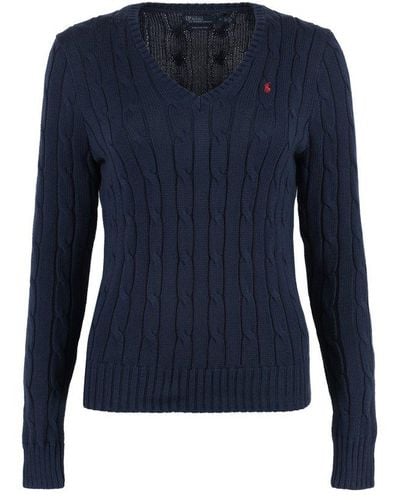 Polo Ralph Lauren Kimberly Cable-knitted V-neck Jumper - Blue