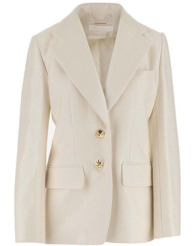 Chloé Wool And Silk Single-breasted Blazer - Natural