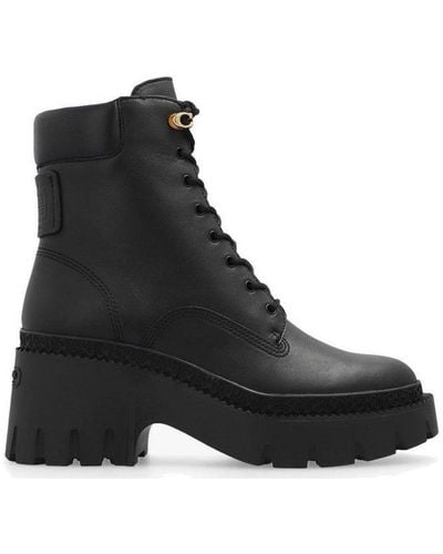 COACH Ainsley Lace-up Ankle Boots - Black