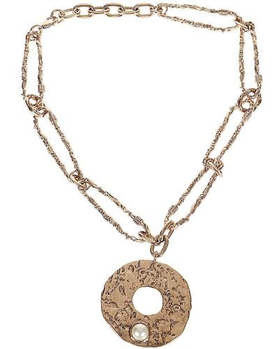 Weekend by Maxmara Embellished Chained Necklace - Metallic