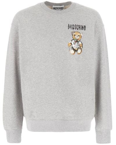 Moschino Teddy Bear Printed Crewneck Sweatshirt - Gray