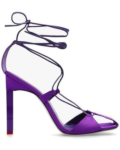 The Attico Adele Lace-up Satin Sandals - Purple
