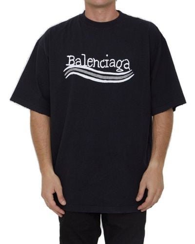 Balenciaga Hand Drawn Cotton T Shirt - Black