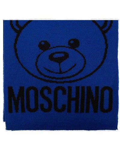 Moschino Scarf With Logo - Blue