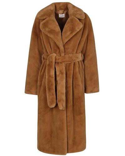 P.A.R.O.S.H. Photo Faux-fur Belted Coat - Brown