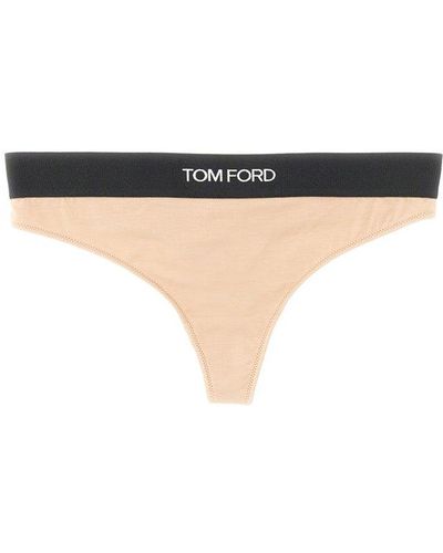 Tom Ford Logo Waistband Thong - White