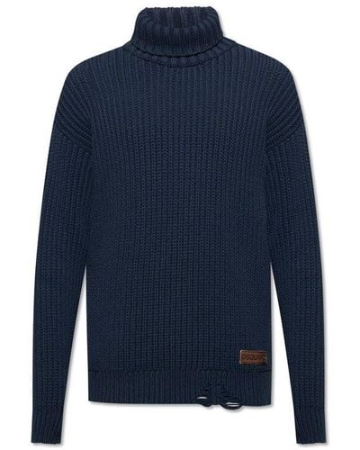 DSquared² Jumper With Double Collar - Blue