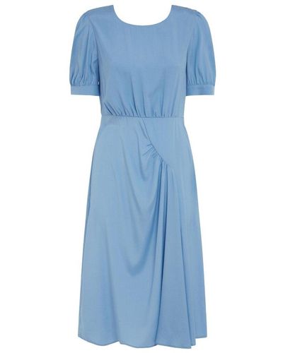 P.A.R.O.S.H. Ruched Short-sleeved Midi Dress - Blue