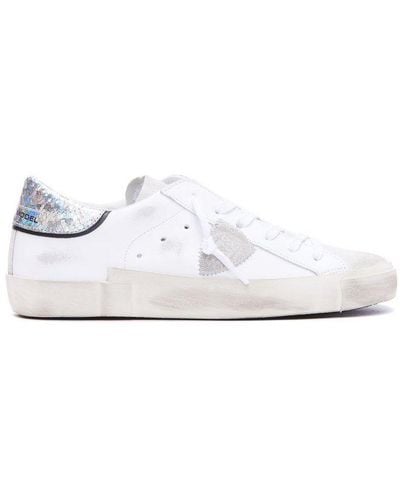 Philippe Model Logo Patch Lace-up Sneakers - White