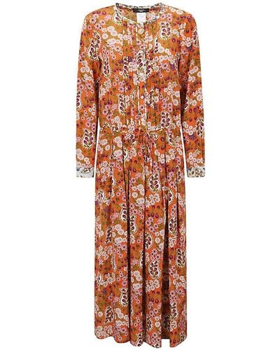 Weekend by Maxmara All-over Floral Patterned Long Dress - Orange