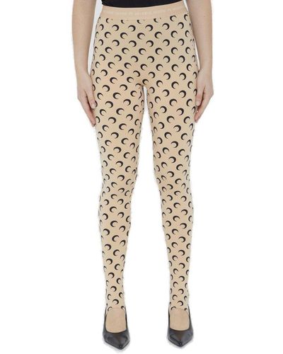 Marine Serre All-over Moon Printed Stretch Leggings - Natural