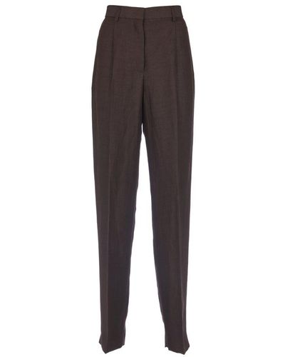 MSGM Straight-leg Pleated-detail Trousers - Brown
