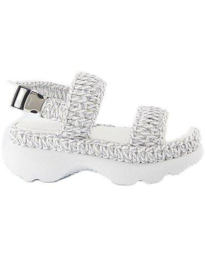 Moncler Woven Strapped Buckled Sandals - White
