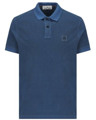 Stone Island Logo-patch Short-sleeved Polo Shirt - Blue