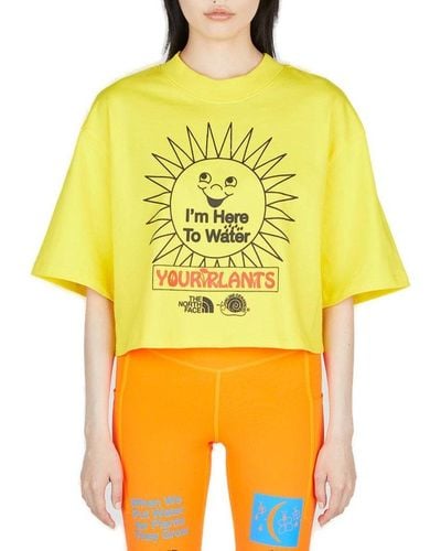 The North Face X Online Ceramics Graphic-printed Cropped T-shirt - Yellow