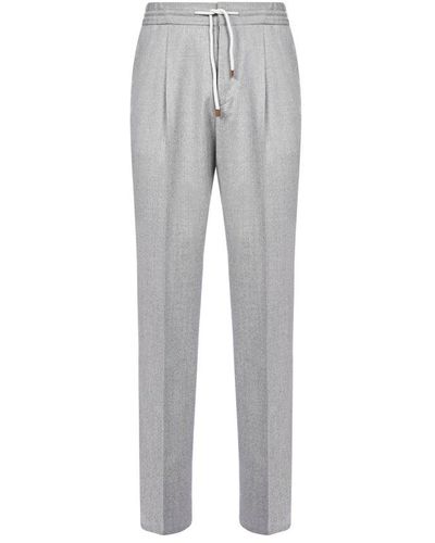 Brunello Cucinelli Drawstring Tailored Pants - Gray
