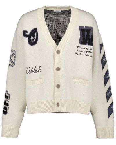 Off-White c/o Virgil Abloh Logo Detailed Buttoned Cardigan - Natural