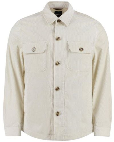 BOSS Long-sleeved Corduroy Overshirt - White