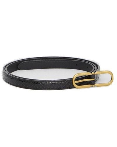 Saint Laurent Leather Thin Belt - Black