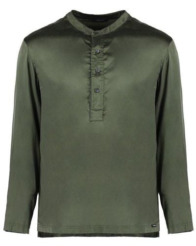 Tom Ford Half Buttoned Long-sleeved Pyjama Shirt - Green