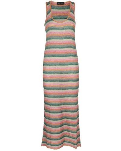 Roberto Collina Striped Scoop Neck Slip Dress - Natural