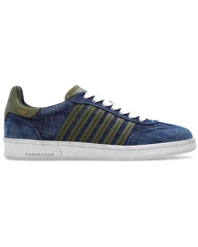 DSquared² Round Toe Denim Lace-up Sneakers - Blue