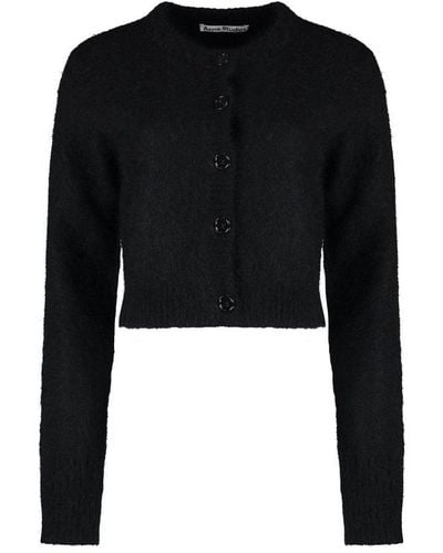 Acne Studios Buttoned Ribbed Knit Cardigan - Black