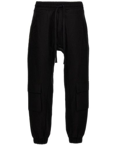 Thom Krom Drop-crotch Drawstring Cargo Trousers - Black