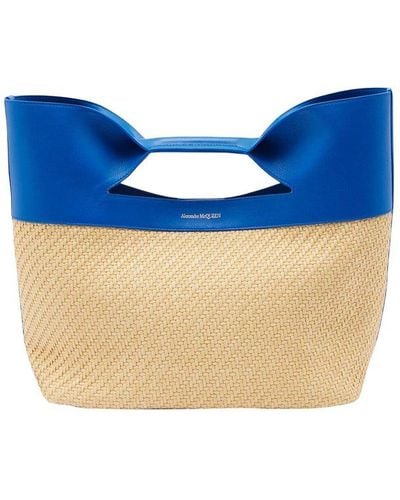 Alexander McQueen Wovem Small Bow Top Handle Bag - Blue