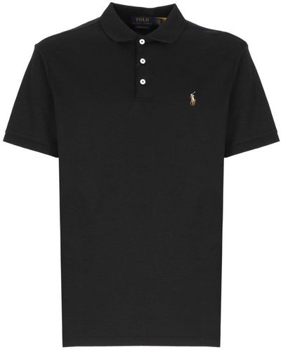 Polo Ralph Lauren Logo Embroidered Short-sleeved Polo Shirt - Black