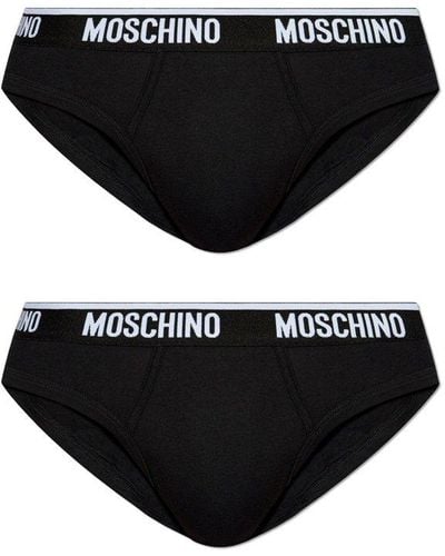 Moschino Two-pack Of Briefs With Logo, - Black