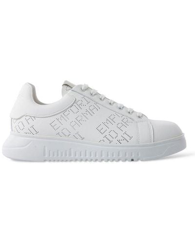 Emporio Armani Logo Perforated Low-top Trainers - White