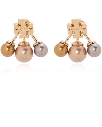 Tory Burch 'kira' Earrings With Glass Pearls, - White