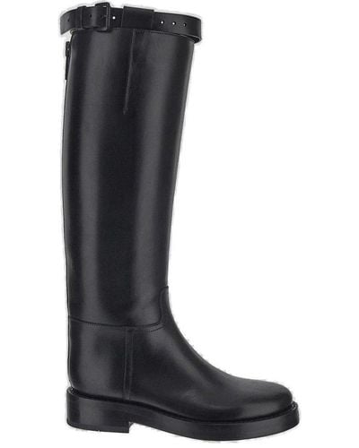 Ann Demeulemeester Buckle Detailed Round Toe Boots - Black