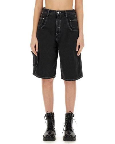 Moschino Jeans Mid-rise Knee-length Denim Shorts - Black