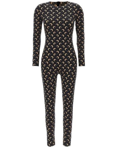 Marine Serre 'All Over Moon' Catsuit - Black