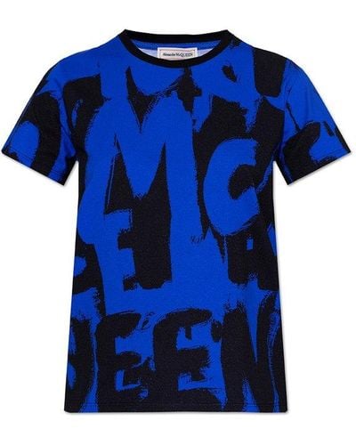 Alexander McQueen Patterned T-shirt - Blue