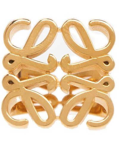 Loewe Ring With Anagram - Metallic