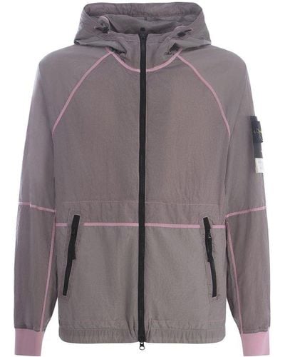 Stone Island Zip-up Hooded Jacket - Grey