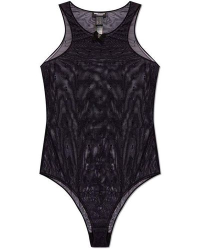 DSquared² Embellished Slim Fit Bodysuit - Black