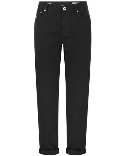 Brunello Cucinelli Five-Pocket Traditional Fit Trousers - Black