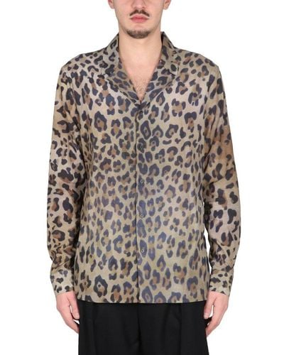 Balmain Leopard Printed Buttoned Shirt - Grey
