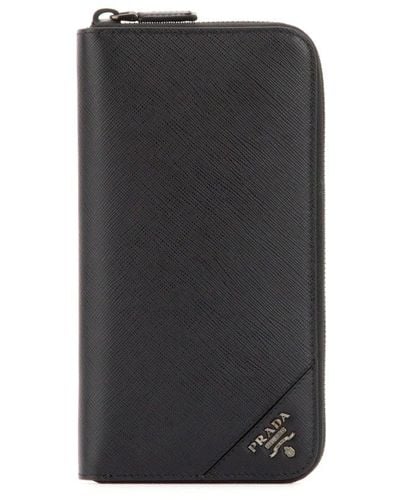 Prada Saffiano Zipped Wallet - Black