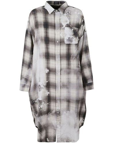 R13 Jumbo Drop Shoulder Midi Shirt Dress - Gray