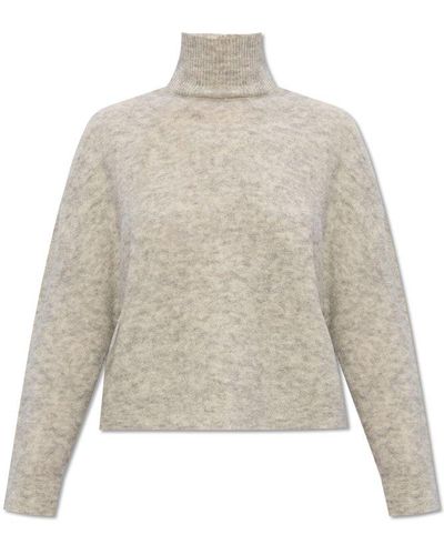 Emporio Armani Turtleneck Sweater With Back Buttons, - Natural