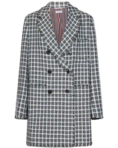 Thom Browne Frayed Edge Checked Coat - Multicolour