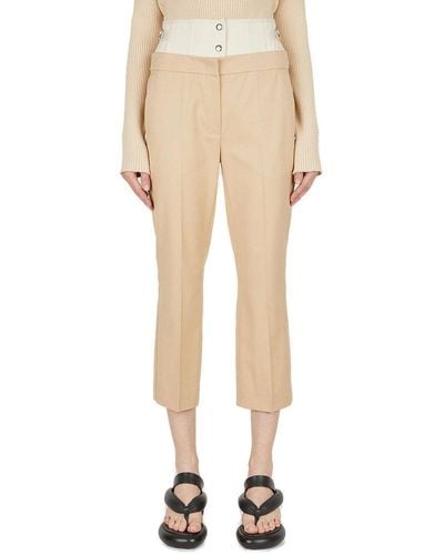 Sportmax Murano Corset Detailed Cropped Trousers - Natural