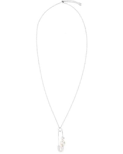 Apm Monaco Pearl Embellished Safety Pin Necklace - Metallic