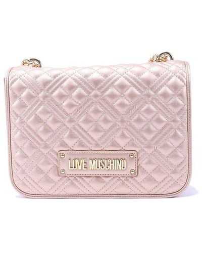 Love Moschino Logo Plaque Quilted Shoulder Bag - Pink